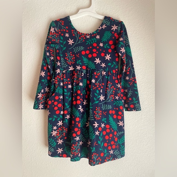 Hanna Andersson Winter Berries Long Sleeve Skater Dress with Pockets size 5 - Picture 1 of 6